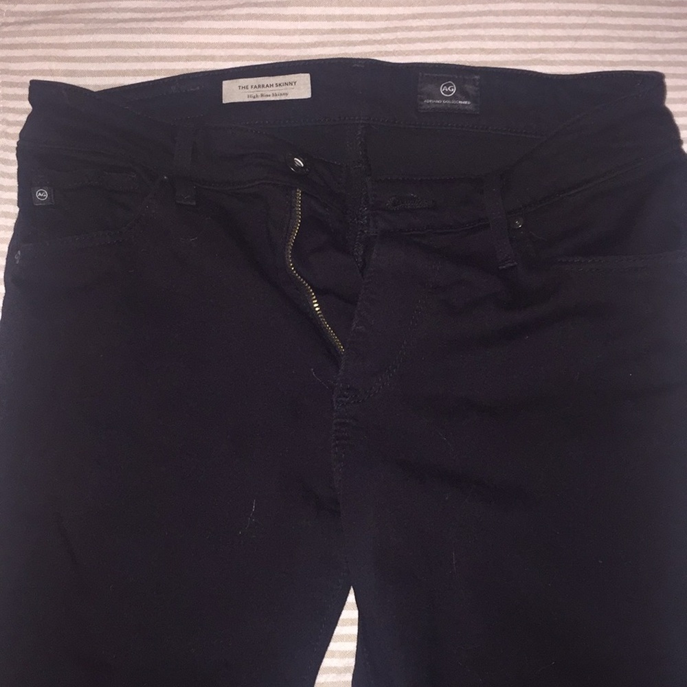 AG Jean: The Farrah High Rise Skinny (Super Black)